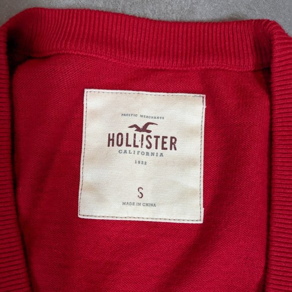 Hollister Long Button Front Bright Red Cardigan Vintage - Picture 4 of 7